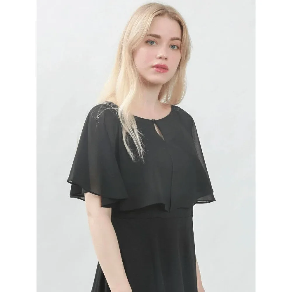 Mesh Evening Gothic Flapper 1920s Simple Black Shawl Wrap Cape NEW - Picture 9 of 16